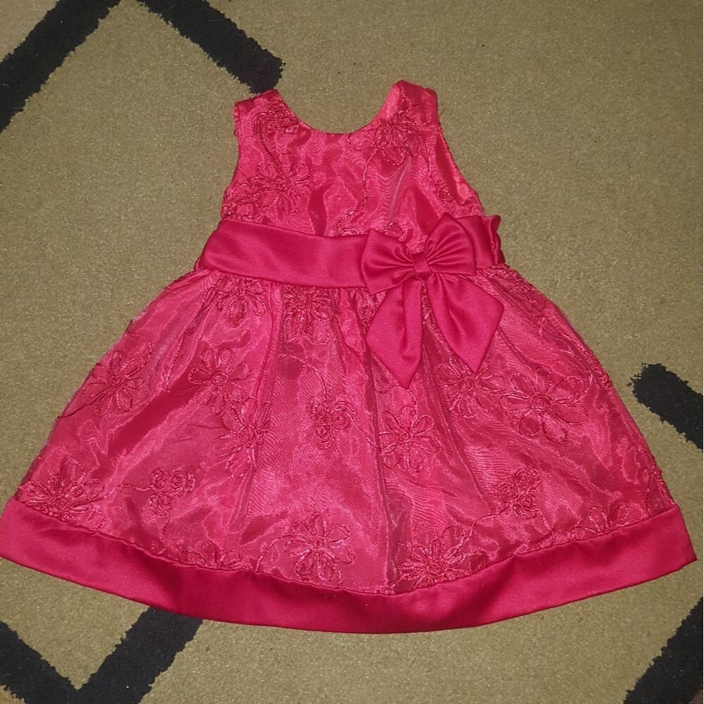 Rare Editions floral bow tie tie back dress 24m